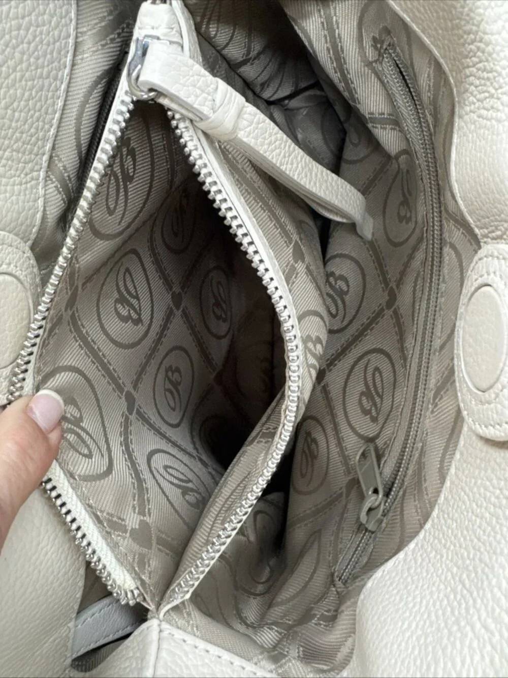 BRIGHTON Purse Ferrara Collection Noelle Cream Handbag Shoulder Pebbled Leather - Picture 6 of 13